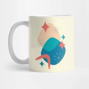 Mid-Century Atomic Age Abstract 17 in Blue, Teal, Peach, Coral and Yellow Mug